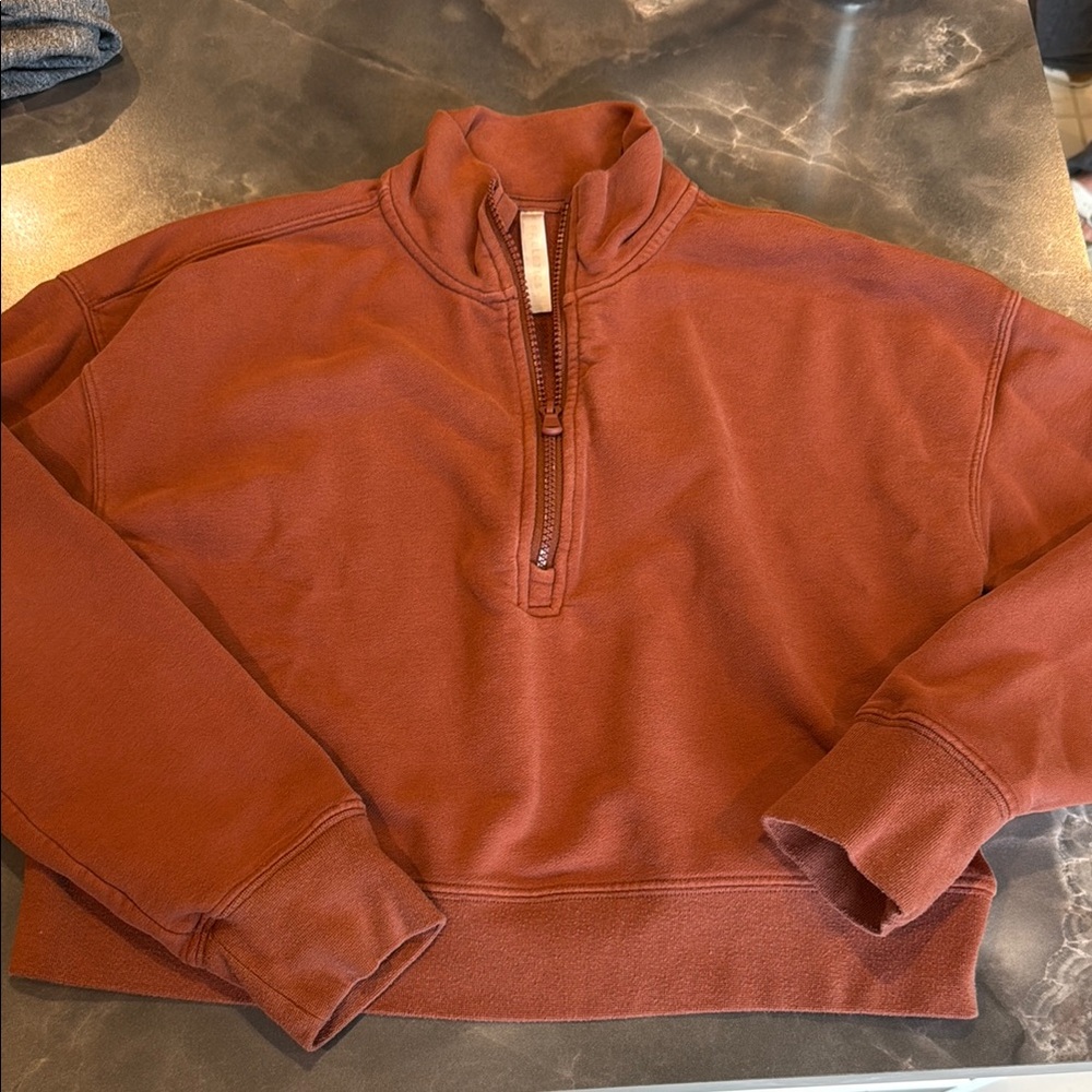 Fabletics Brown Half-Zip Sweatshirt Relaxed Fit
